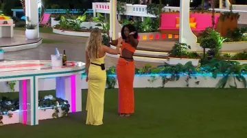 Outcast Clothing Laiar Maxi Dress Orange worn by Aniya Harvey as seen in Love Island USA (S08E01)