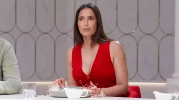 Temperley London Clove Velvet Waistcoat worn by Padma Lakshmi as seen in America's Culinary Cup (S01E03)