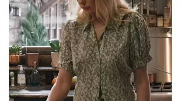 Yellowstone S04 Kelly Reilly Green Printed Top worn by Beth Dutton (Kelly Reilly) in Yellowstone