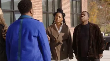 Lamarque Mekia Belted Double-face Wool Oversized Wrap Coat worn by Monica Reese-Dinkins (Erika Alexander) as seen in The Fall and Rise of Reggie Dinkins (S01E09)
