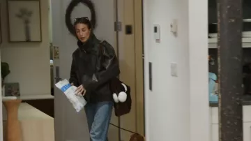 Zara Faux Leather Jacket worn by Amanda Batul as seen in In the City (S01E01)