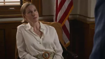 Vince Stretch-Silk Button-Front Blouse worn by Kristen Forrest Bean (Laura Linney) as seen in American Classic (S01E06)