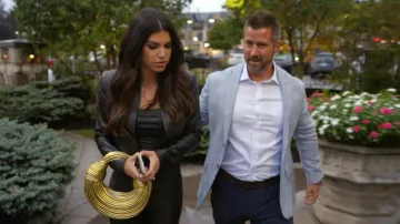 Alice + Olivia New Harvey Leather Jacket worn by Jo-Ellen Tiberi as seen in The Real Housewives of Rhode Island (S01E09)