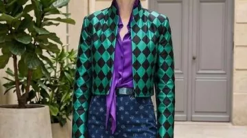 This Diamond Print Cropped Jacket worn by Emily Cooper (Lily Collins) in Emily in Paris (S06)