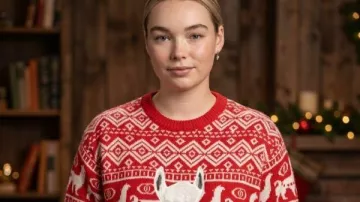 Baylen Out Loud S03 Llama Ugly Christmas Sweater as seen in Baylen Out Loud (S03)