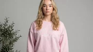 Baylen Out Loud S03 Baylen Dupree Pink Happy Place Sweater as seen in Baylen Out Loud (S03)