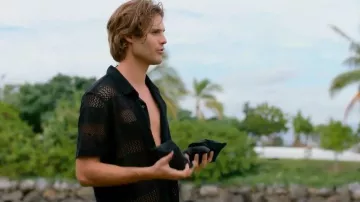 Guess Geo Crochet Short Sleeve Knit Shirt worn by Bryce Dettloff as seen in Love Island USA (S08)