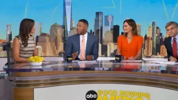 Karen Millen Cap Sleeve Mini Dress worn by Hanna Battah Fox as seen in Good Morning America on June 4, 2026