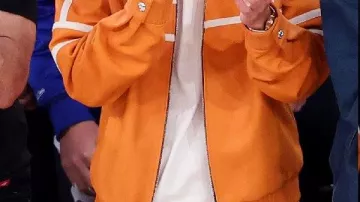 Orange Tracksuit worn by Timothée Chalamet in Biggest Celebs at Knicks vs Spurs Finals at Madison Square Garden ????????