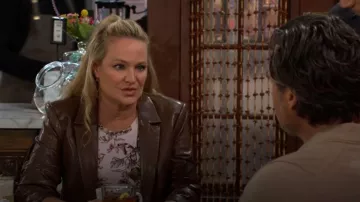 Cinq a Sept Kylie Faux Leather Blazer worn by  Sharon Newman(Sharon Case) as seen in The Young and the Restless on June 4, 2026