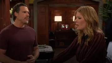 Paige Mazzy Velvet Stripe Sheer Silk Blend Shirt worn by  Phyllis Summers(Michelle Stafford) as seen in The Young and the Restless on  May 28, 2026
