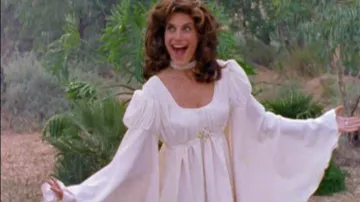 SHEIN MOD White, Autumn, Elegant, Vacation Plus Size Women Apricot Ruffled Lantern Sleeve, Homecoming Outfit Divatox (Hilary Shepard) in Power Rangers (S06E43)