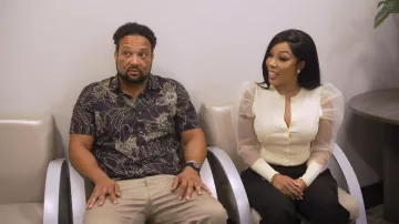Zara Butter Yellow Puff Sleeve Cardigan worn by K. Michelle as seen in The Real Housewives of Atlanta (S17E08)