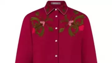 Dutton Ranch S01 Annette Bening Red Floral Embroidered Shirt (Annette Bening) in Dutton Ranch (S01)