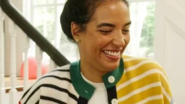In The City 2026 Danielle Olivera Multi Colorblock Cardigan worn by Danielle Olivera as seen in In The City