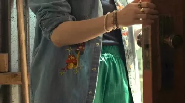 Mushroom Embroidered Denim Shirt worn by (Percy Fraser) in Every Year After