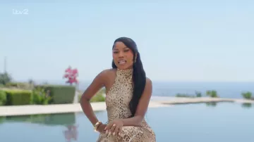 Ego High Neck Lace Up Front Maxi Dress worn by Angelista as seen in Love Island (S13E01)