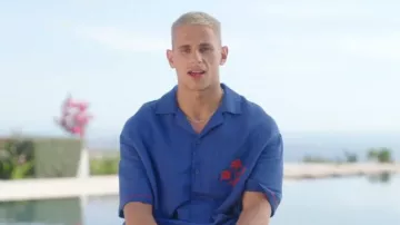Zara Contrast Embroidered Viscose Linen Shirt worn by Sean Fitzgerald as seen in Love Island (S13E01)
