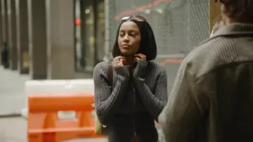 Guizio Nell Cardigan in Gray worn by Ciara Miller as seen in In the City (S01E03)