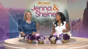 Vestido midi de lino estampado Alémais Lucky de manga abullonada llevado por Jenna Bush Hager visto en Today with Jenna & Sheinelle el 10 de junio de 2026