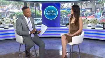 Ferragamo Nubuck Suede Sleeveless Midi Dress worn by Camila Morrone as seen in Today on  June 10, 2026