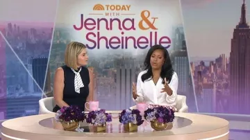 Ann Taylor V-Neck Tie Waist Wrap Top worn by Sheinelle Jones as seen in Today with Jenna & Sheinelle on June 10, 2026