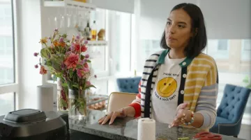 Cardigan de cachemir a rayas Alex Mill Nico llevado por Danielle Olivera tal como se ve en In the City (S01E04)