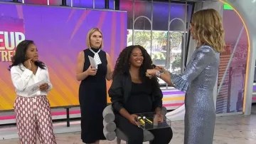 The Vampire's Wife The Falconetti Metallic Chiffon Midi Dress worn by Trinny Woodall as seen in Today with Jenna & Sheinelle on  June 11, 2026