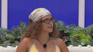Miu Miu Logo Cat Eye Sunglasses worn by Mica Harris as seen in Love Island (S13E03)