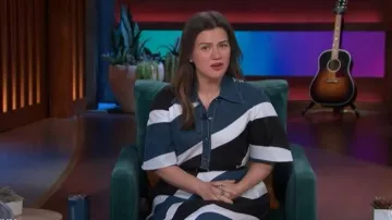 Lovebirds Gravity Striped Cotton Midi Shirtdress worn by Kelly Clarkson as seen in The Kelly Clarkson Show on  June 9, 2026