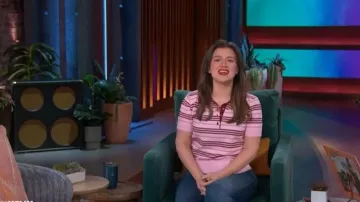 Avara Preston Pink Striped Polo Top worn by Kelly Clarkson as seen in The Kelly Clarkson Show on June 11, 2026