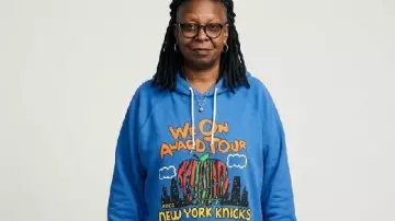 The View 2026 Whoopi Goldberg Blue Hoodie worn by Whoopi Goldberg as seen in The View