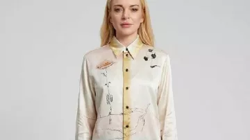 Count My Lies Lindsay Lohan Landscape Print Shirt worn by Violet Lockhart (Lindsay Lohan) as seen in Count My Lies (S01)