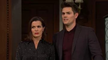 Michael Michael Kors Studded Satin Romper worn by  Chelsea Lawson(Melissa Claire Egan) as seen in The Young and the Restless on  June 10, 2026