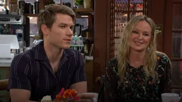Les Deux Lawson Stripe Camp Shirt worn by  Noah Newman(Lucas Adams) in The Young and the Restless on June 10, 2026