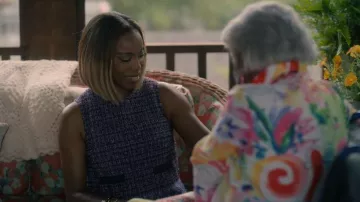 Maje Purple Tweed Sleeveless Fringed Top worn by Helen Decatur (Heather Headley) as seen in Sweet Magnolias (S05E02)