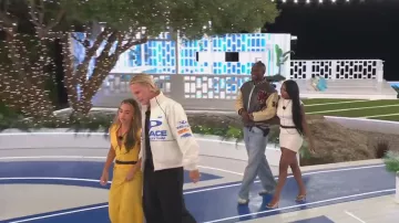 Gap 1954 Championship Sports Varsity worn by Ope Sowande as seen in Love Island (S13E03)