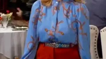 Blue Chain Printed Blouse of Nikki Reed Newman (Melody Thomas Scott) in The Young and the Restless (S53)