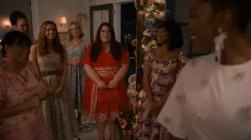 House of CB Mariabella Lace-Up Stretch Cotton Midi Dress worn by Maddie Townsend (JoAnna Garcia) as seen in Sweet Magnolias (S05E07)