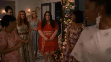 Staud Wells Square-neck Toile Midi Dress worn by Norren Fitzgibbons (Jamie Lynn Spears) as seen in Sweet Magnolias (S05E07)