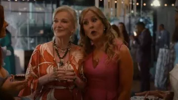 Alex Marie Christine Floral Textured Jacquard V-Neck Sleeveless Gown worn by Iris Maddox (Jodi Benson) as seen in Sweet Magnolias (S05E10)