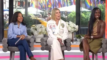 Veronica Beard Carson High Rise Flared Jeans worn by Sheinelle Jones as seen in Today with Jenna & Sheinelle on  June 14, 2026