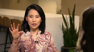 Scotch & Soda Marble Print Top worn by Vicky Nguyen as seen in Today on  June 15, 2026