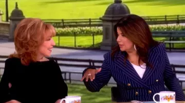 Chiara Boni La Petite Robe Goldas Pinstriped Double Breasted Blazer worn by Ana Navarro as seen in The View on  June 16, 2026