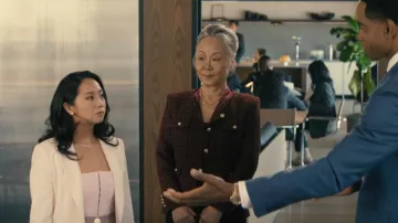 Generation Love Havana Cotton Blend Metallic Tweed Jacket worn by Constance Wu as seen in Not Suitable for Work (S01E04)