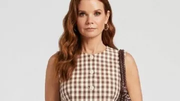 Sweet Magnolias S05 Maddie Townsend Check Vest worn by Maddie Townsend (JoAnna Garcia) as seen in Sweet Magnolias (S05)