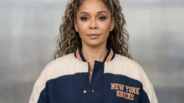 The View 2026 Sunny Hostin New York Knicks Varsity Jacket worn by Sunny Hostin as seen in The View