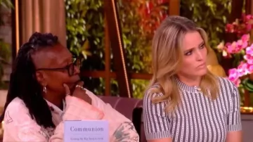 McQueen Striped Jacquard Knit Trumpet Midi Dress worn by Sara Haines as seen in The View on  June 16, 2026