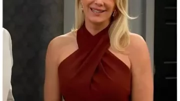 The Bold and the Beautiful Brooke Logan Maroon Cross Neck Jumpsuit