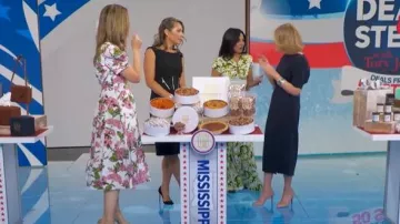 Ted Baker Violet Floral Cotton Midi Shirtdress worn by Rhiannon Ally as seen in Good Morning America on June 14, 2026